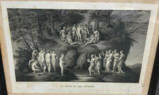 19th c.  Framed Victorian AMAND DURAND Etching - THE MUSES AND THE PIERIDES 2