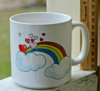 Vintage Russ Berrie Mug Rainbow Heart 1980s Coffee Collectible Cup
