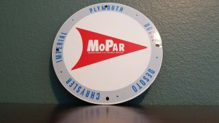 Vintage Mopar Porcelain Gas Automobile Dealer Service Sales Service Sign