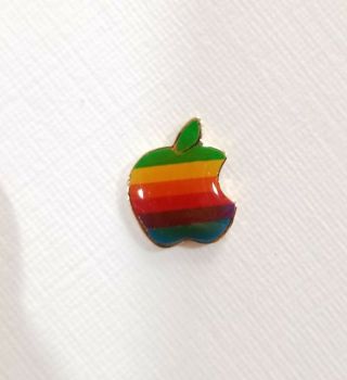Vintage Apple Computer Rainbow Logo Pin Lapel Authentic (steve Jobs Era 80 