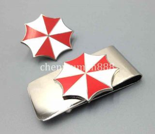 Resident Evil Umbrella Corporation Logo Lapel Badge Pin & Money Clip
