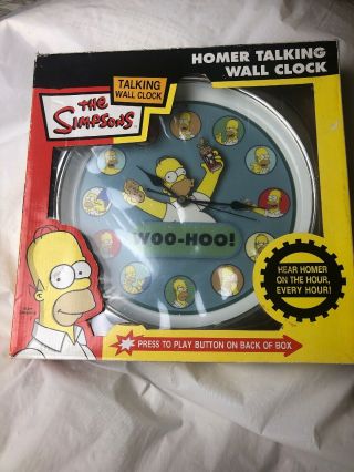 The Simpsons - Homer Talking Wall Clock,  2004 Brand Woo Hoo Box Worn
