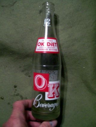 Ok Diet Sugar Beverage Soda Bottle 12 Oz St Louis Mo
