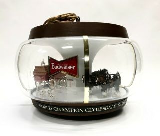 Budweiser Clydesdale Parade Rotating Carousel Light Lamp Beer Bar Vintage