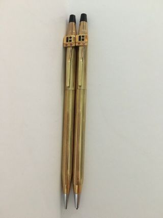 Vintage Cross 10k Gold Filled Advertising/promotional Pen And Pencil Set