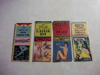 4 Vintage 1940 ' s FALL CREEK BARS TAVERNS WISCONSIN MATCHBOOK COVERS BEER BABE 2