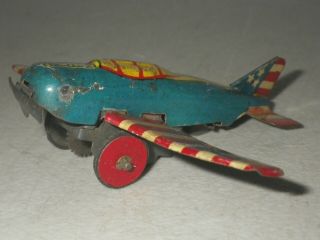 Vintage Red White & Blue Tin Litho Friction Us Air Force Plane Toy - Japan