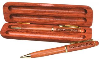 Boy Scout Official National Camping School Pen And Pencil Rose Wood Gift Set