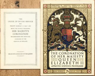 Orig 1953 Queen Elizabeth Ii Coronation Programme,  Service Booklet,  The Crown