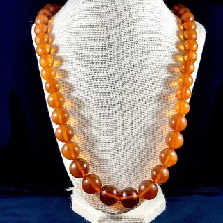 Vintage Baltic Dark Honey Amber Round Beads Necklace 27” Russian Amber 77,  4 gm. 3