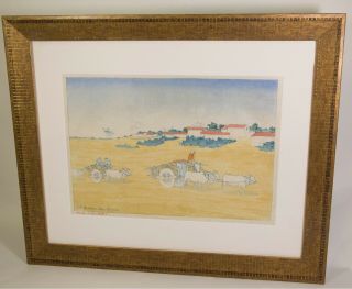 Charles W Bartlett " Benares Early Morning " Signed Print And Framed Ca.  1919
