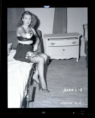 1950 Vintage Risque Negative Irving Klaw Up Skirt Pinup Jackie L Stockings & Gun