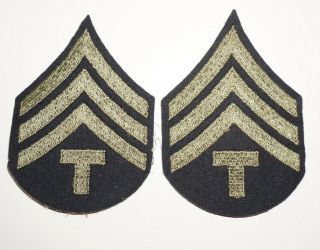 Technician 4th Grade Sergeant Rank Chevrons Wool Patches Wwii Us Army C1400