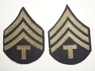 Technician 4th Grade Sergeant Rank Chevrons Wool Patches Wwii Us Army C1401