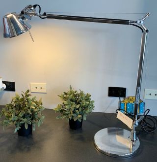 Vintage Artemide Tolomeo Full Size Desk Lamp W/ Base Silver (at1042)