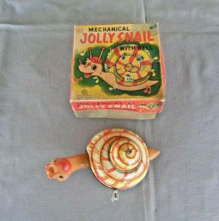 Vintage Wind - Up Kanto Toy From Japan Mechanical Jolly Snail With Bell