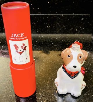 Wells Fargo Bank Jack Russell Terrier Dog Glass Christmas Tree Ornament & Bonus
