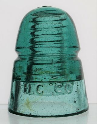 Aqua Cd 145 H.  G.  Co.  Beehive Glass Insulator