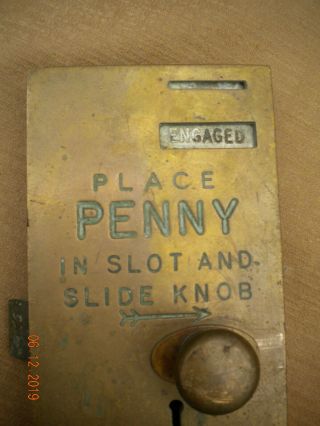 ' PENNY IN THE SLOT ' ETAS No.  5 TOILET ACCESS LOCK - VINTAGE 3