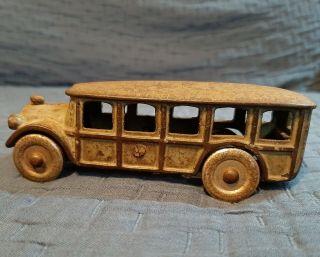 Vintage 1930s Cast Iron Bus 4 1/2 " Nickel Wheels No.  1558