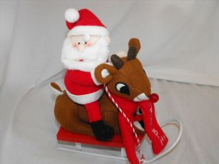 Dandee Santa & Rudolph On Sleigh,  Christmas Plush,  2010 From Rankin Bass Movie