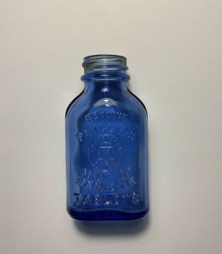 Cobalt Blue Medicine Bottle Phillips Milk of Magnesia Tablets Embossed Antique 2