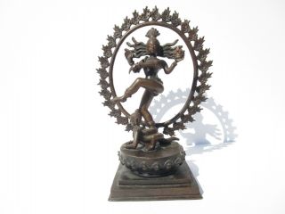 Antiquebronze Sculpture Iconic Vintage Tibetan Hindu Statue Shiva Dancing 14 "