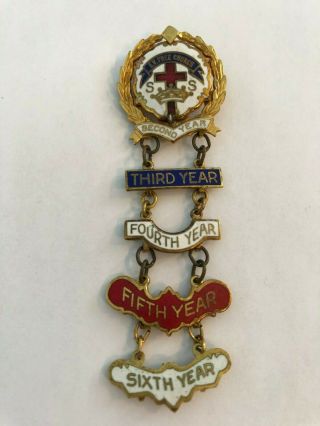 Ev.  Church Sunday School Attendance Pin Little Cross And Crown System 1960s