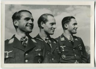 German Wwii Photo: Luftwaffe Flying Ace Pilots,  Agfa Brovira Paper