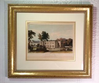 Framed 1833 English Aquatint " Lissadell Court " Seat Of Sir Robert Gore Booth