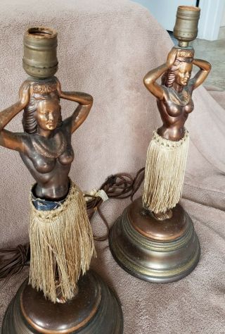 2 Vintage Dodge Hula Girl Motion Lamps 1940s One Perfect,  One Needs Work
