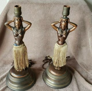 2 VINTAGE Dodge Hula Girl Motion Lamps 1940s One Perfect,  One Needs Work 2