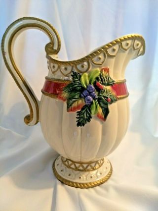 Fitz and Floyd Classics Christmas Deer Pitcher Retired 64 Ounces Lukahea 2