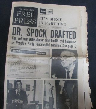 1971 Los Angeles Press Dr Spock Drafted Hippies Underground Newspaper 52 P