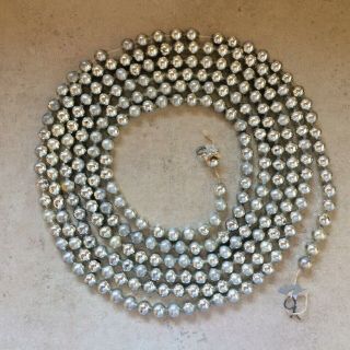 Vintage Christmas Mercury Glass Beaded Garland Silver Beads Antique 9 Feet