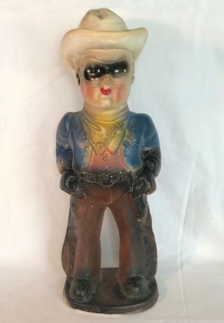 15 " Carnival Prize Chalk Lone Ranger Vintage Figure Standing Masked Hero Glitter