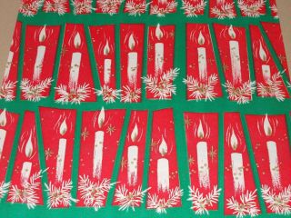 Vtg Christmas Wrapping Paper Gift Wrap 1950 Gorgeous Mcm Candles Red Green Nos
