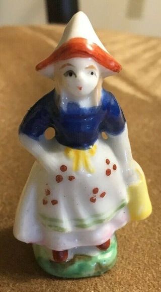 Vintage Miniature Dutch Girl Figurine Made In Occupied Japan 2 1/4 " Tall