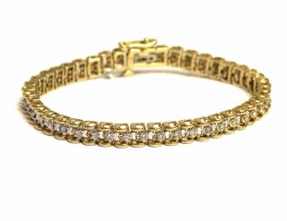14k Yellow Gold.  75ct Diamond Si2 G Tennis Bracelet Vintage 14.  4g 7 " Estate