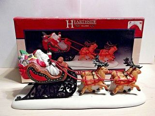 Lemax Christmas Village House Accessories - Porcelain Santa W/ Sleigh & Reindeer
