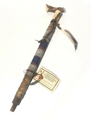 Vintage Navajo Native American Stag Beaded Peace Pipe K Charley 404 - 935
