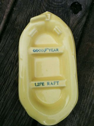 Vintage Advertising Goodyear Good Year Tire Soap Dish Ashtray Ceramic Life Raft