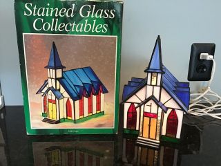 Holiday Creations 1995 Stained Glass Lighted Faith Chapel W/box