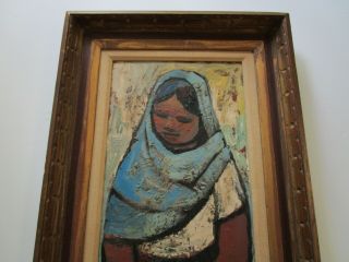 JACK DUDLEY OIL PAINTING VINTAGE 1960 MEXICAN OR INDIAN MODERNIST PORTRAIT 3
