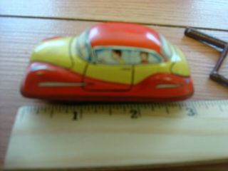 Vintage 1940 " S Tin Litho Wind Up Toy Car W/key Made In Western Germany