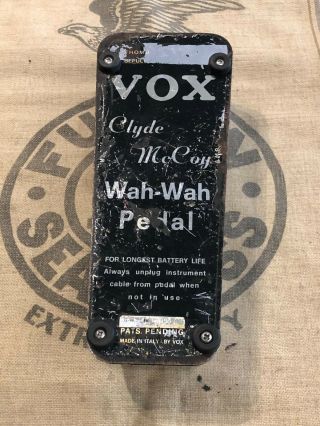 Vintage 1960 ' s Vox Clyde McCoy Wah Wah Guitar Pedal Script Logo Circa 1968 Halo 2