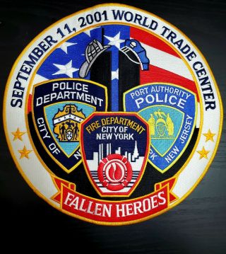 September 11,  2001 - Fallen Heroes 12 Inch Patch Nypd Nyfd Wtc