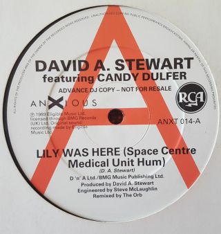 David A.  Stewart & Candy Dulfer " Lily Was Here " 12 " Promo Single 1989 Eurythmics
