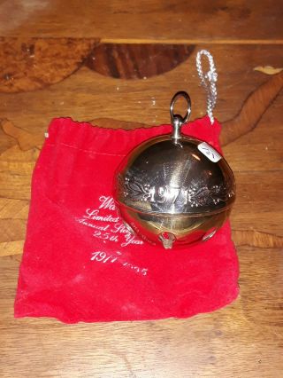 Wallace Silversmiths Limited Edition Annual Sleigh Bell 25th Year 1971 - 1995
