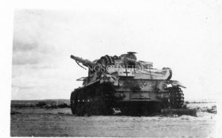Org Wwii Photo: Ko’d German Panzer Tank,  North Africa